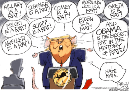 Political Cartoon U.S. Trump democrats rats