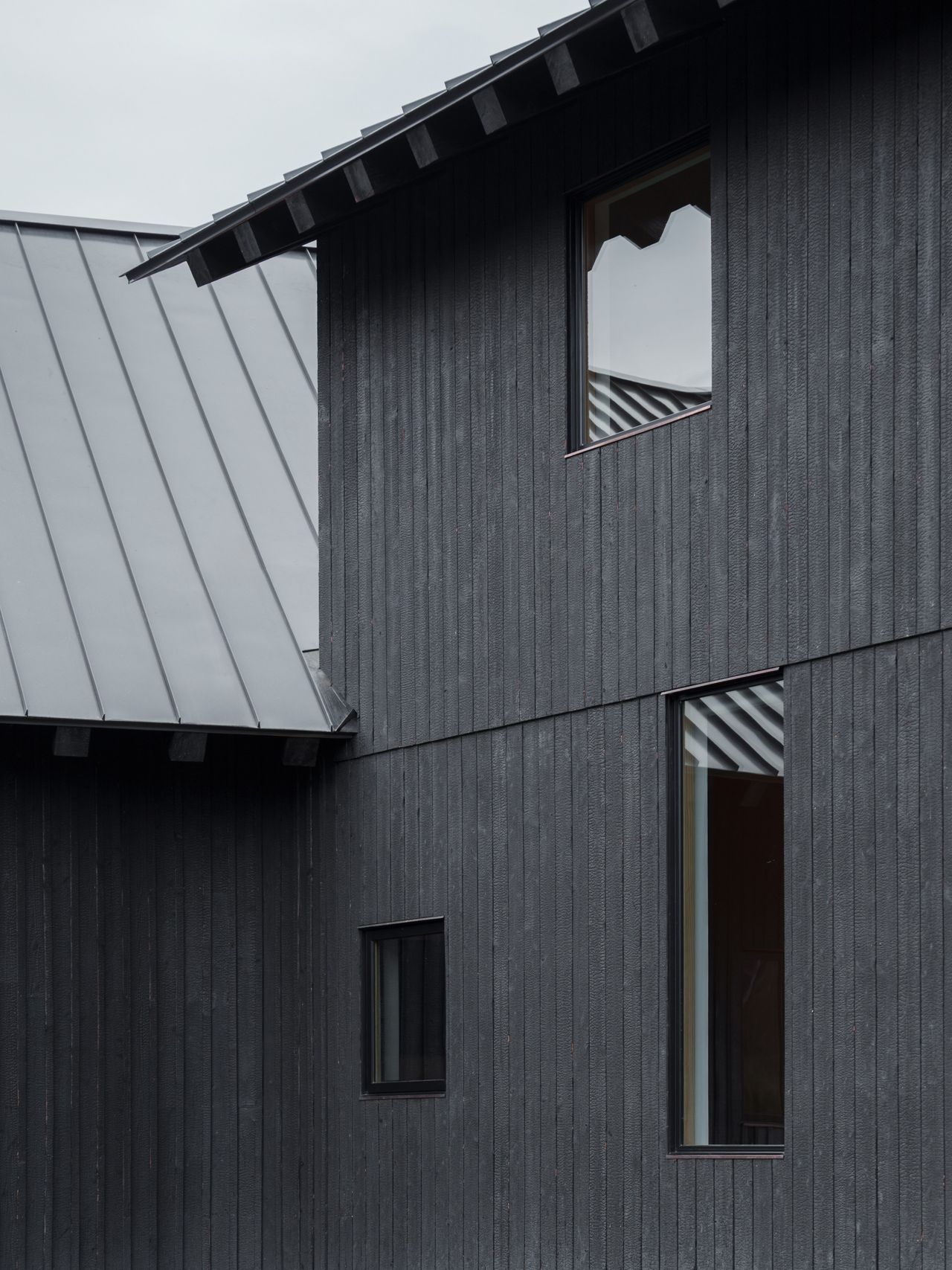 Details of the charred cedar facade