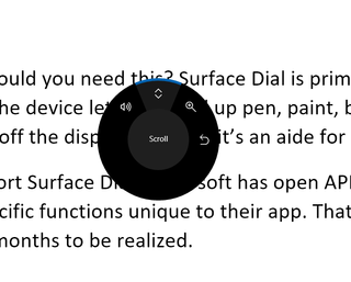 Some of the options for Surface Dial that work even in Word