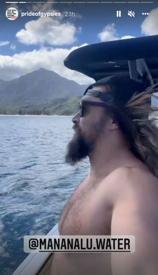 Jason Momoa screenshot of video shot in Hawaii after Aquaman 2 wrapped.