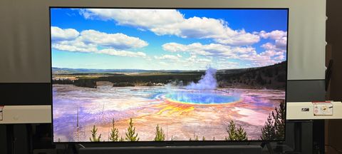 LG A2 OLED TV with landscape on screen