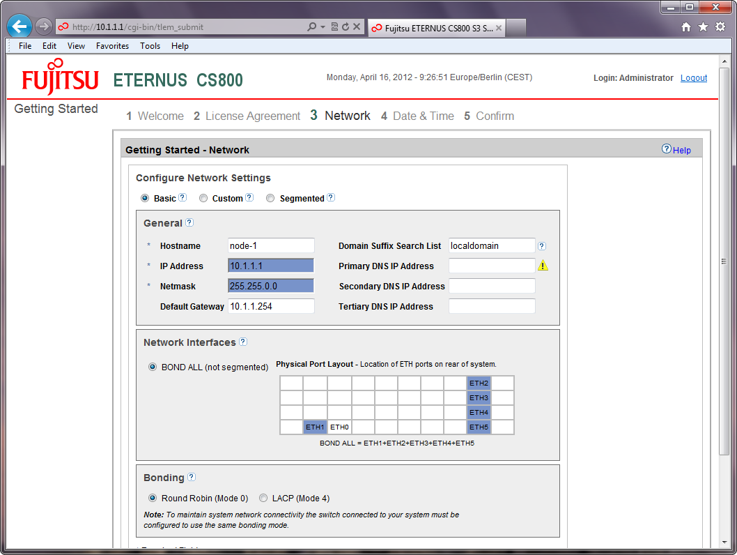 Fujitsu CS800 - Bonding Gigabit data ports