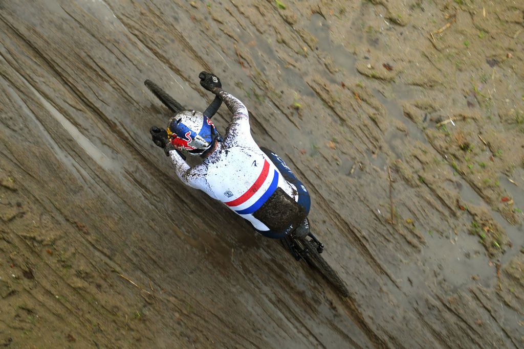 BOOM BELGIUM DECEMBER 04 Thomas Pidcock of The United Kingdom and Team Trinity Racing competes on a muddy sector during the 7th Superprestige Cyclocross Boom 2021 Mens Elite SPBoom Superprestige2022 on December 04 2021 in Boom Belgium Photo by Luc ClaessenGetty Images
