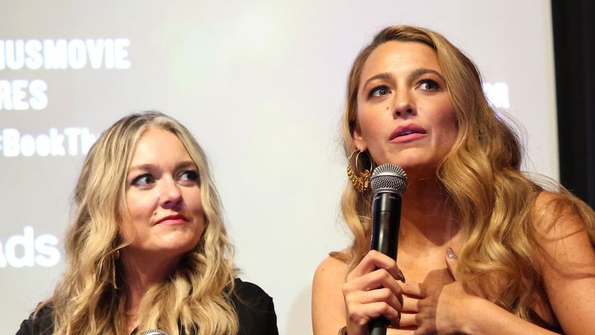 Hoover watching Lively talk after a screening of It Ends With Us 