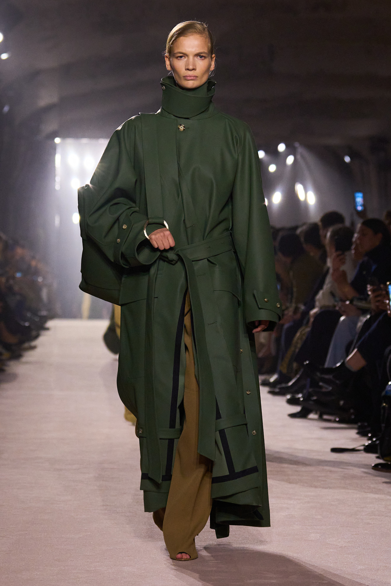 Model walking Victoria Beckham runway during Paris Fashion Week.