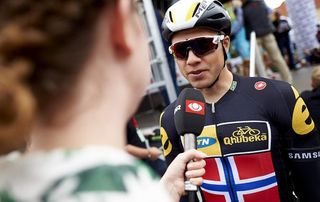Edvald Boasson Hagen (MTN-Qhubeka) gives a post-race interview
