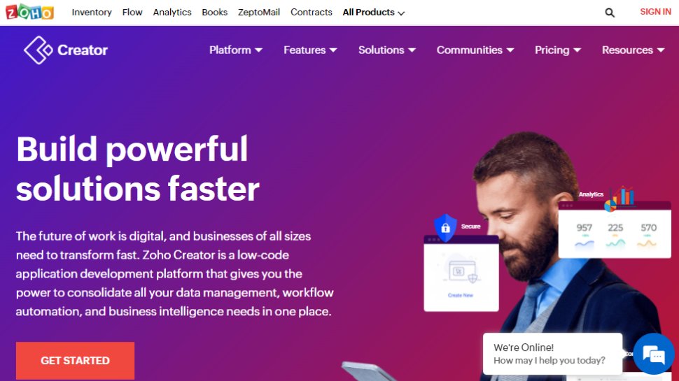 Website screenshot for Zoho Creator