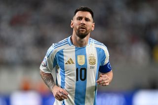 Argentina Copa America 2024 squad Lionel Messi #10 of Argentina looks downfield during a Copa America 2024 Group A match between Chile and Argentina at Metlife Stadium on June 25, 2024 in East Rutherford, New Jersey. (Photo by Stephen Nadler/ISI Photos/Getty Images)
