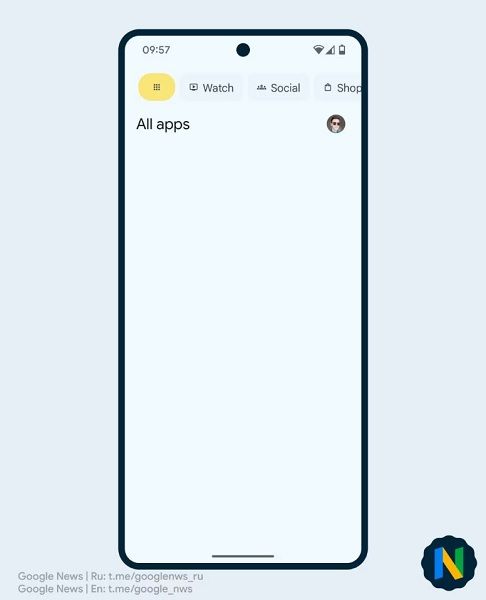 A look at the main feed (All Apps) in Google's upcoming "Cubes" app.