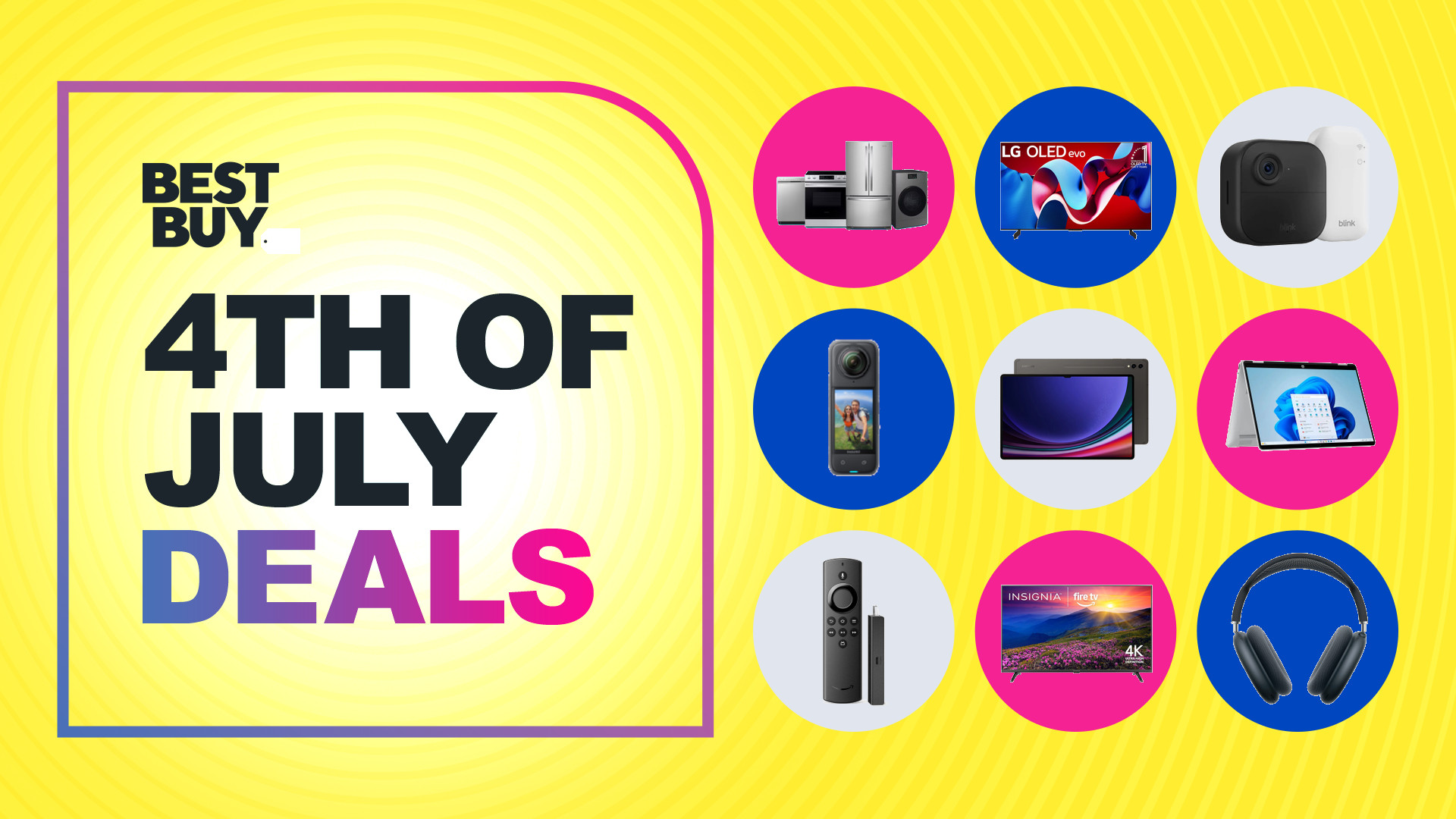 Collage of tech deals from the Best Buy 4th of July sale