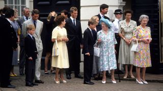 Queen Elizabeth The Queen Mother, Queen Elizabeth II, Prince Harry, Prince William, Prince Charles, Prince of Wales, Princess Anne, Princess Margaret, 1990