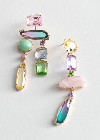 Rainbow Rhinestone Hanging Earrings