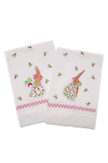Patience Brewster Rabbit Embroidered Tea Towels
