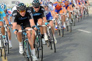 Ian Stannard and Jeremy Hunt in the escape, Tour of Qatar 2011, stage three