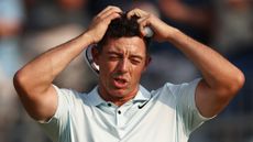 Rory McIlroy of Northern Ireland reacts after finishing the 18th hole during the final round of the 124th U.S. Open at Pinehurst Resort on June 16, 2024.