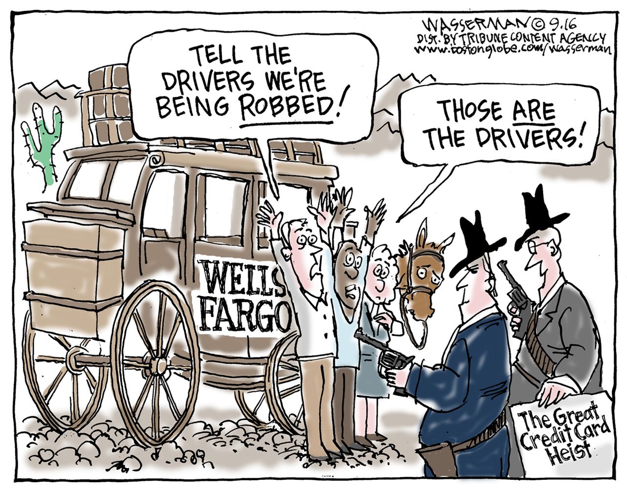 Editorial cartoon U.S. Wells Fargo bank scandal