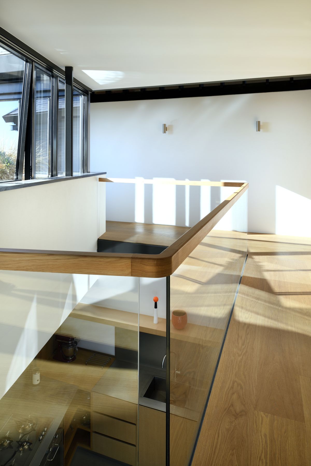 galleried landing with glass balustrade
