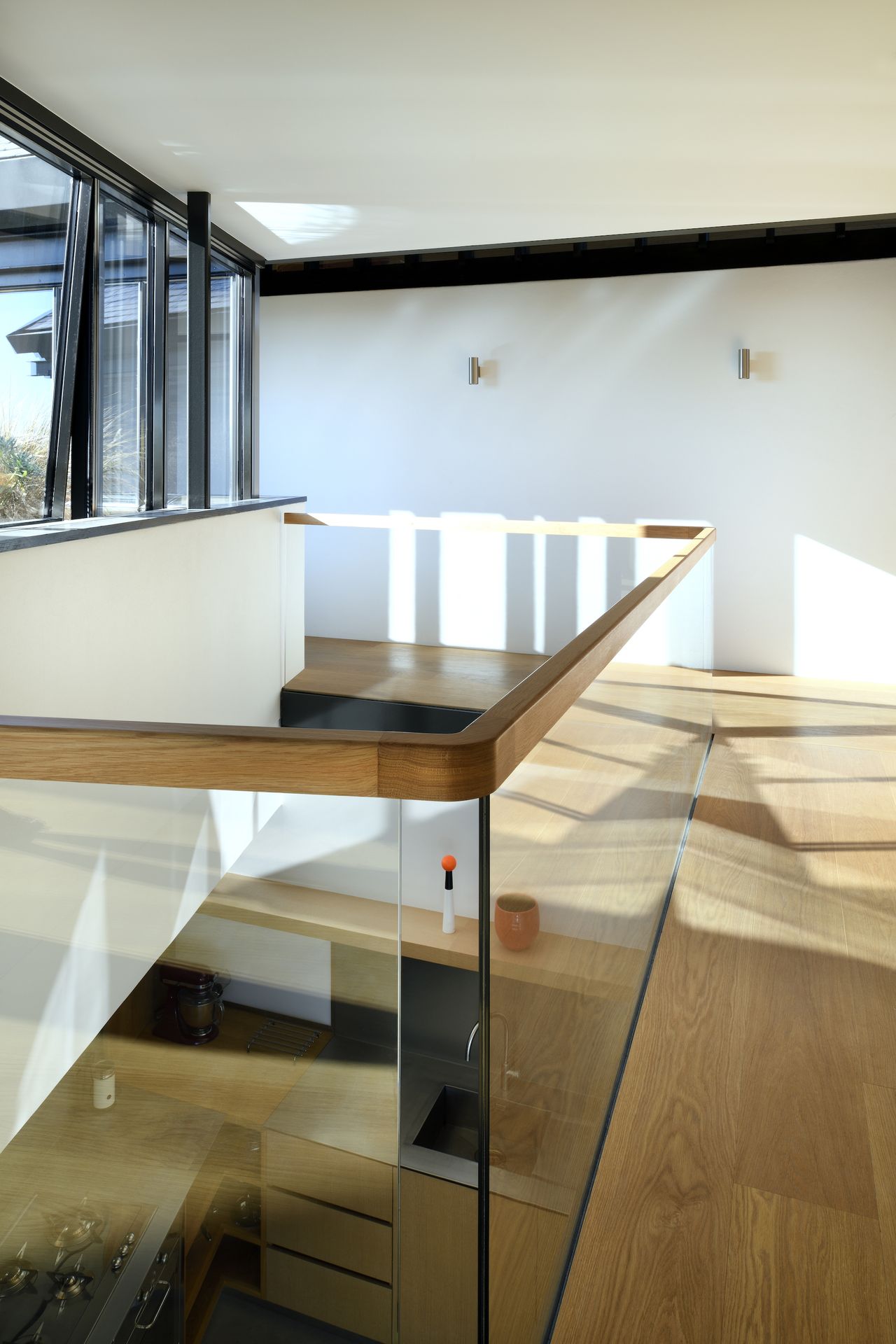 galleried landing with glass balustrade