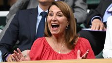  Carole Middleton beams as she attends day 11 of the Wimbledon Tennis Championships in 2021