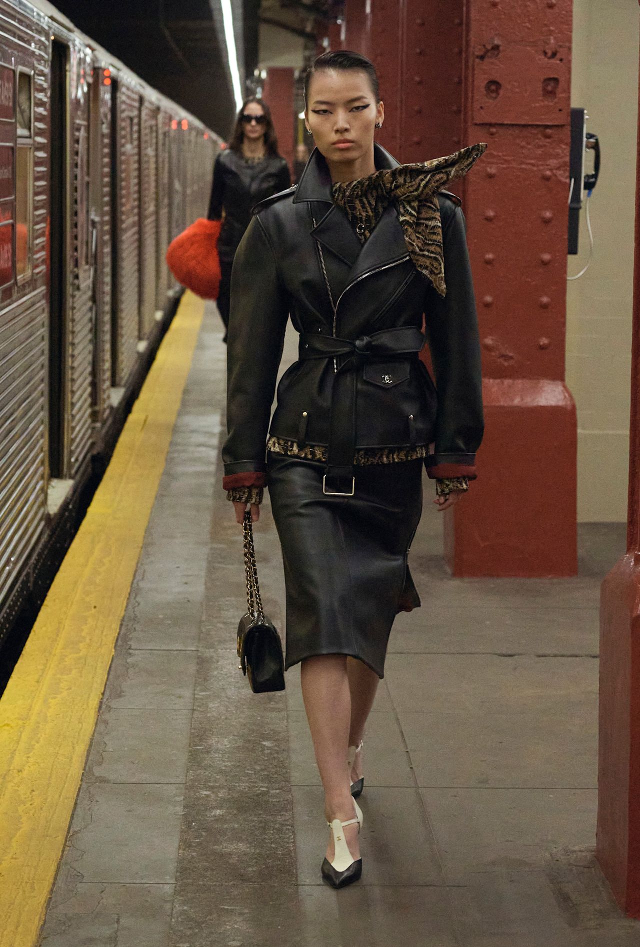 models walk the subway runway for the chanel metiers d'art 2026 show in new york city