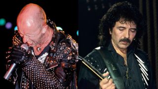 Rob Halford and Tony Iommi on stage