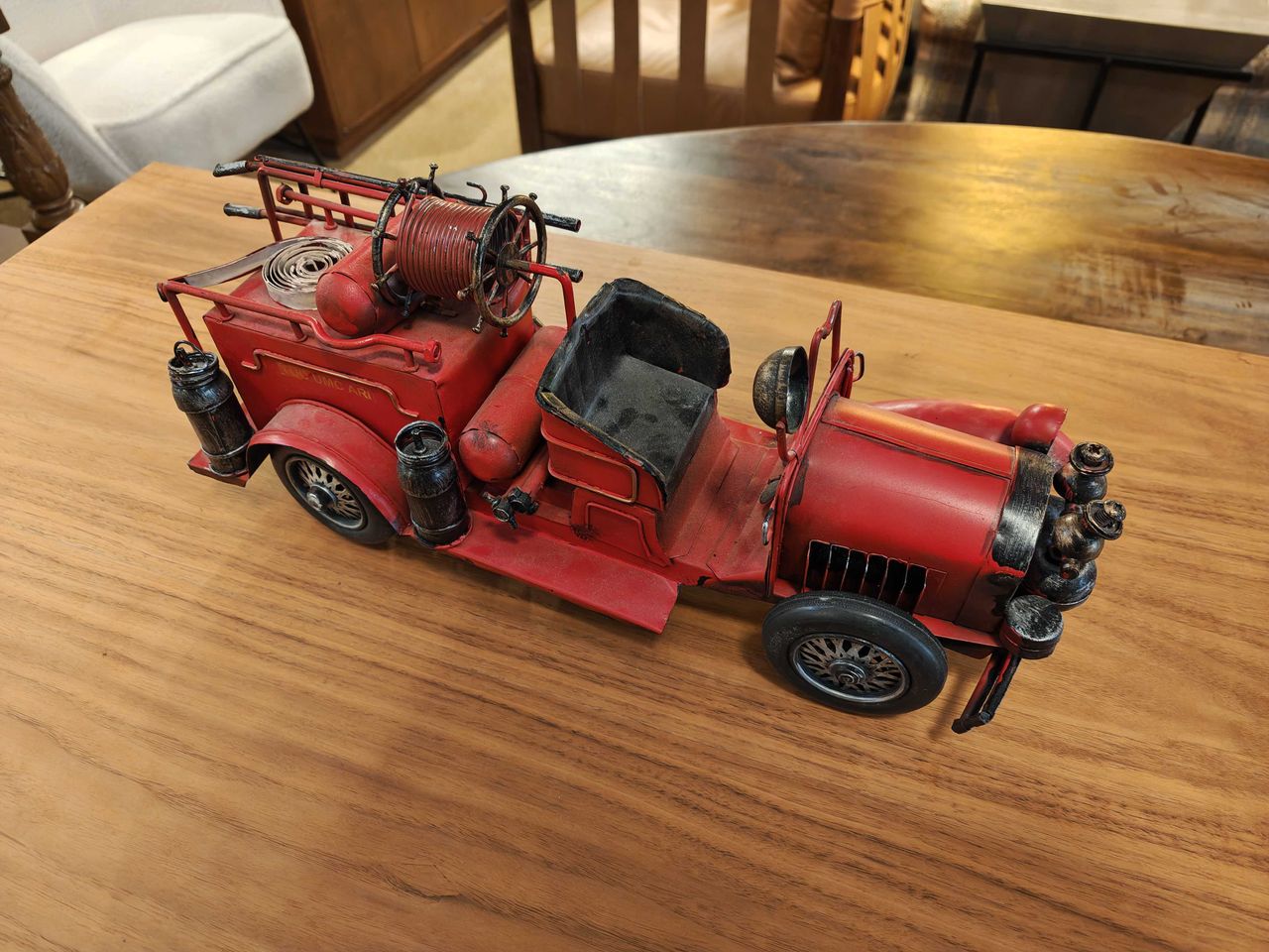 A red toy firetruck