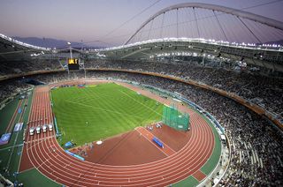 A general view shows the Olympic Stadium during athletic competitions 22 August 2004 at the Olympic Games in Athens