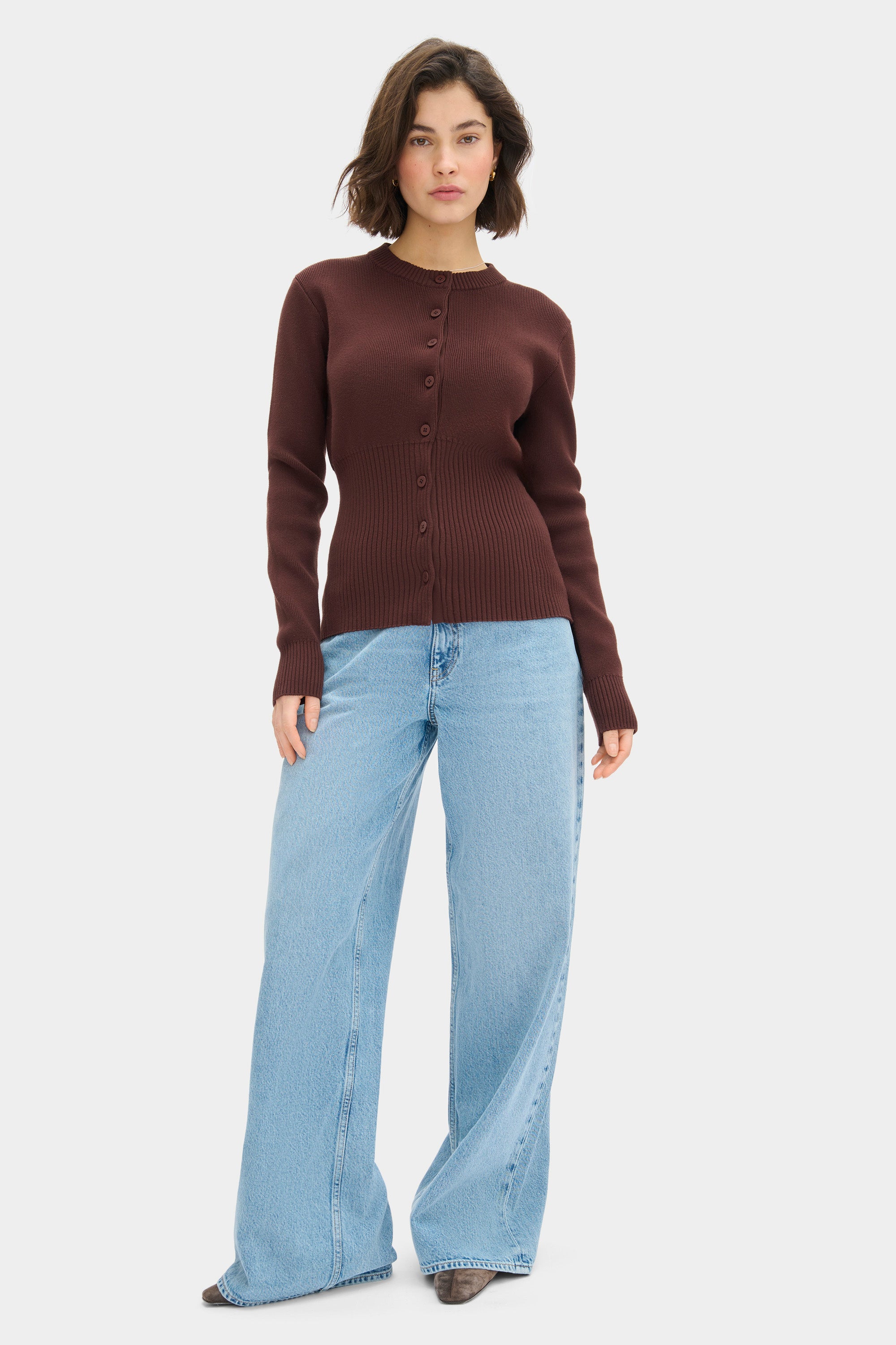 Ruby Ribbed Knitted Cardigan