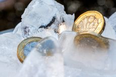money frozen in ice