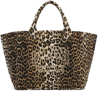 Beige Leopard Oversized Canvas Tote