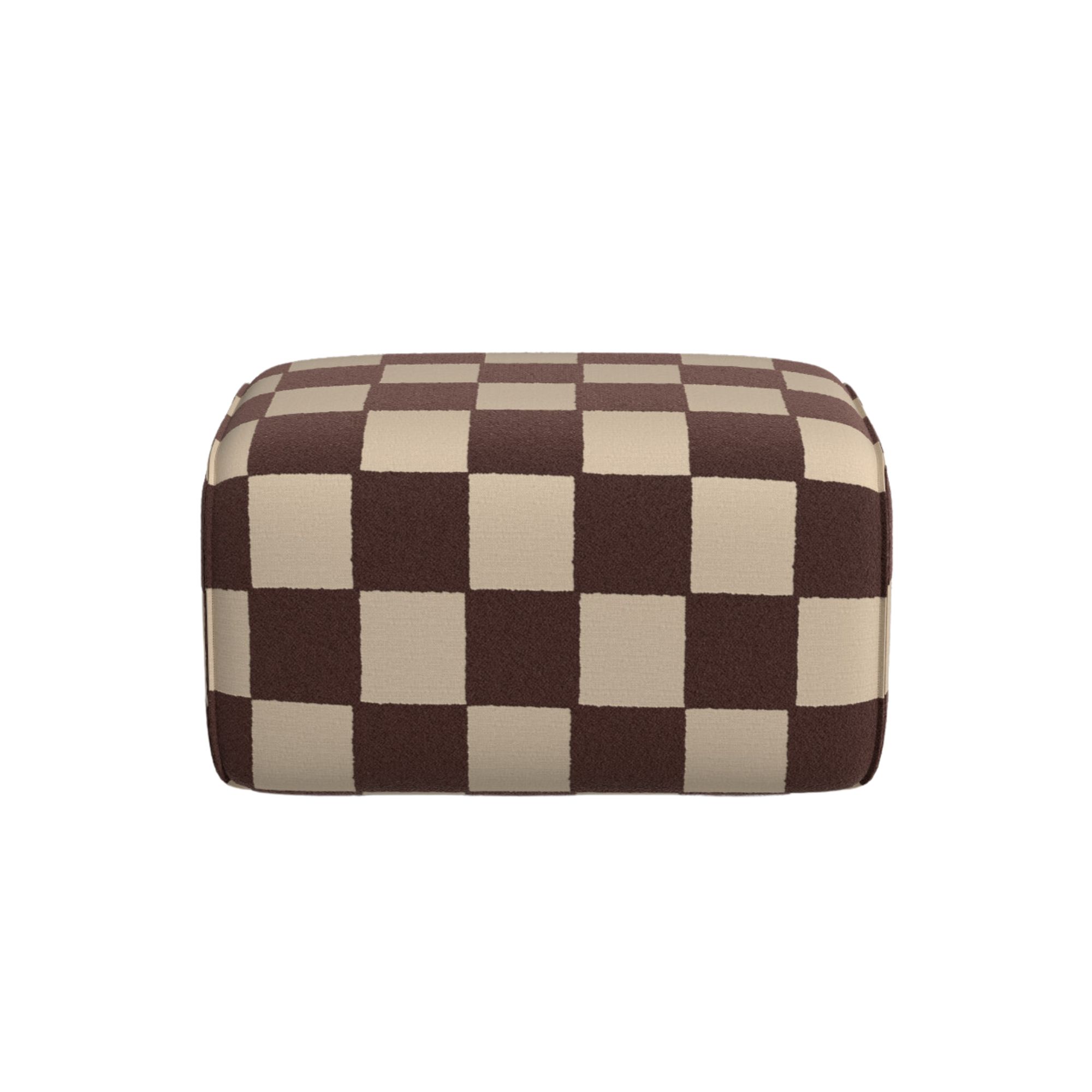 Avalon footstool by Made in Blenets Check Chocolate by Harlequin