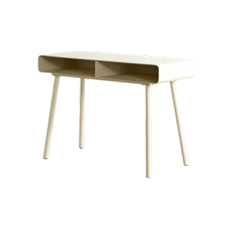white angled legs with compartments desk