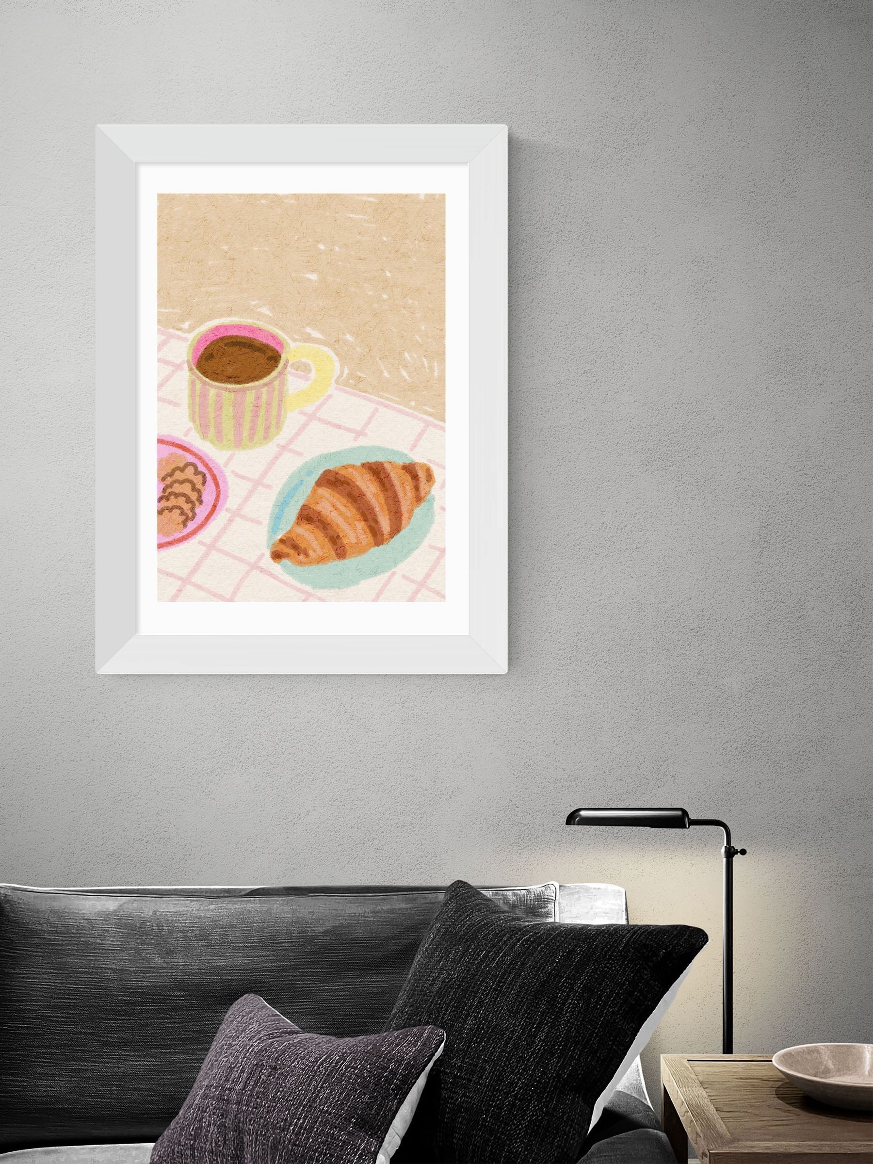 East End Prints White Coffee and Croissant Beige Blush by Kartika Paramita