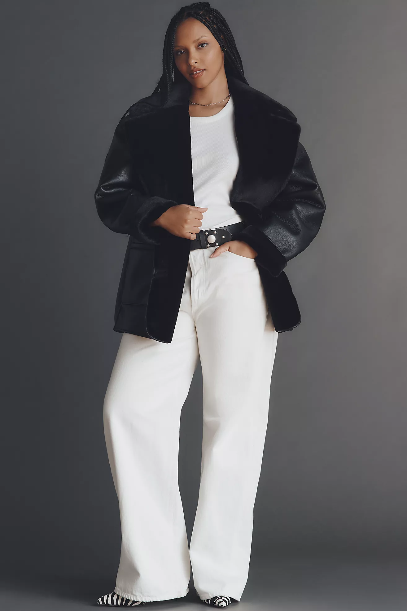 By Anthropologie Faux-Shearling Reversible Coat