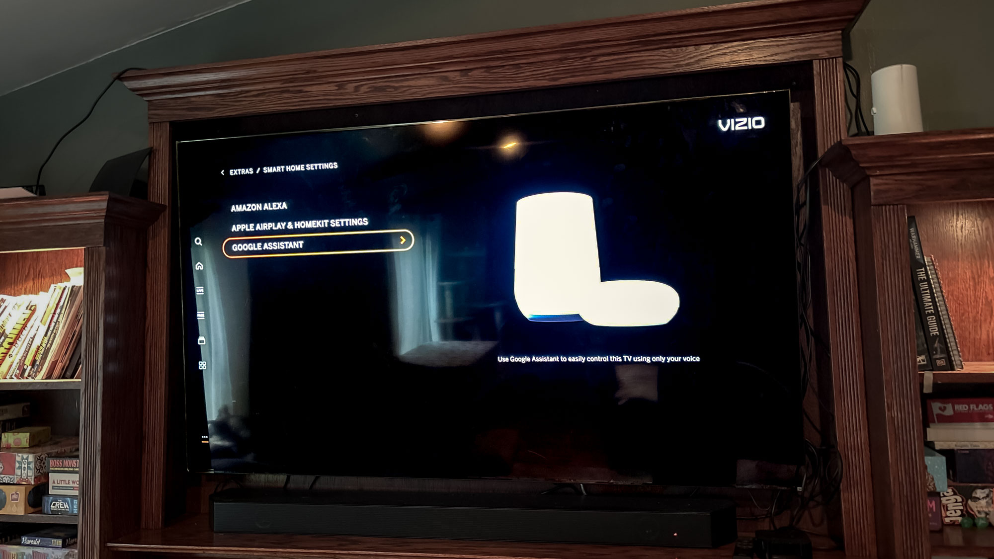 Vizio P-Series Quantum XTV on stand in living room