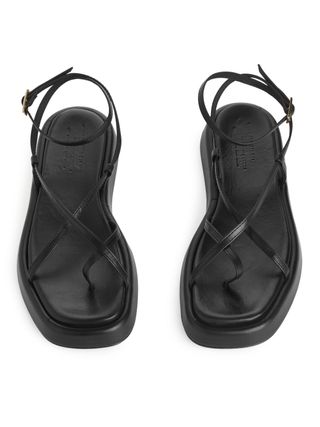 Leather Strap Sandals - Black - Arket Gb