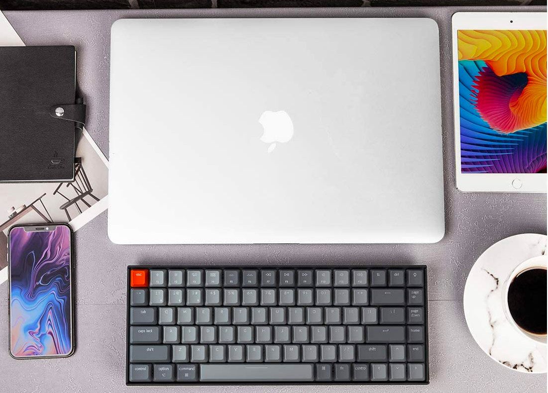 Keychron K2 mechanical keyboard with MacBook Pro