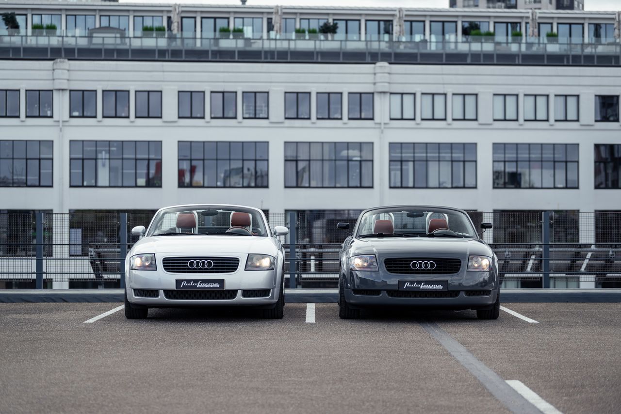 Niels van Roij's original silver TT seen alongside the Autoforma Audi TTS Restomod