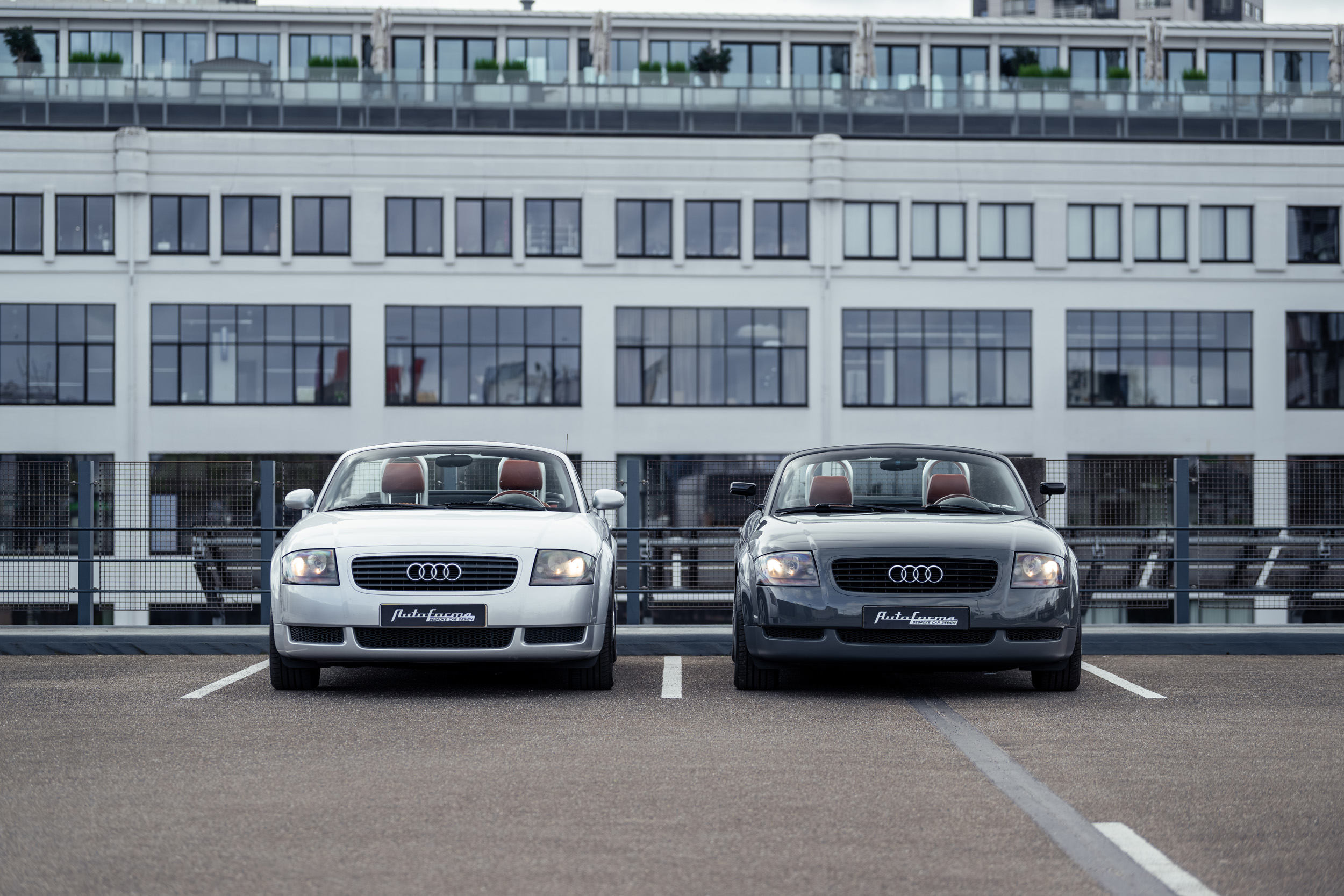 Niels van Roij's original silver TT seen alongside the Autoforma Audi TTS Restomod