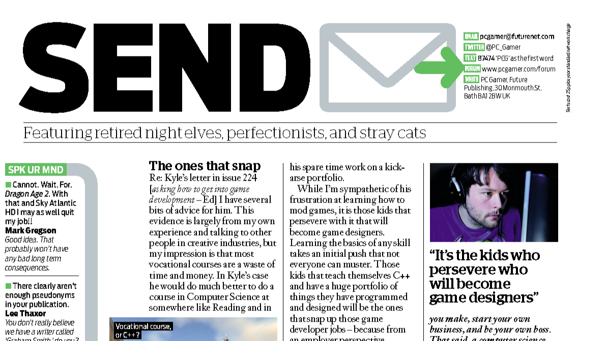 PC Gamer magazine letters section in issue 226
