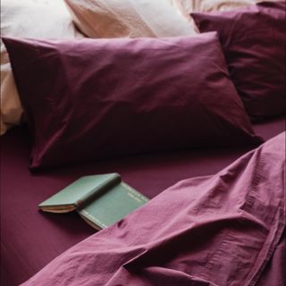 Piglet in Bed Mulberry Washed Percale Cotton Flat Sheet