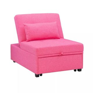 A hot pink fold out chair bed