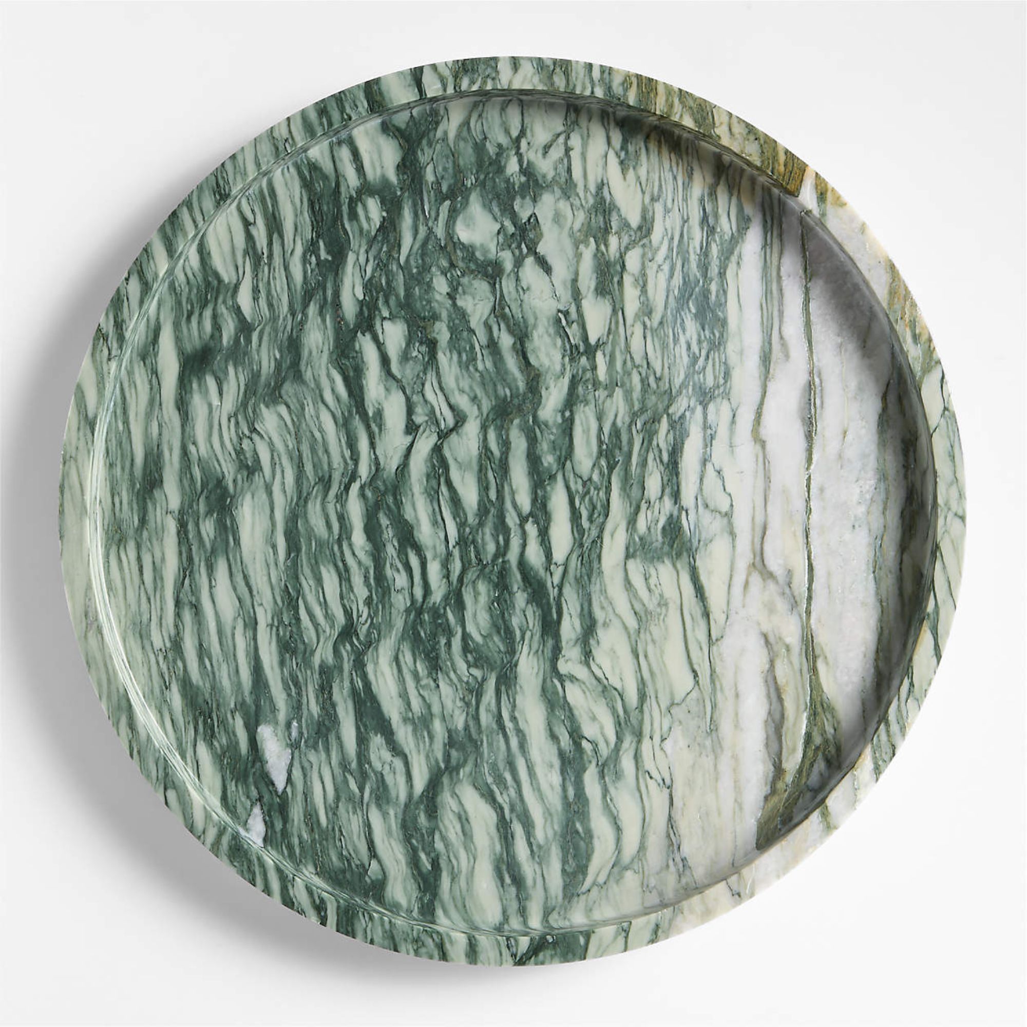 Fern Green 12.5&quot; Round Marble Tray