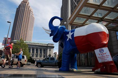 An elephant decorated for the Republican National Convention in Cleveland.