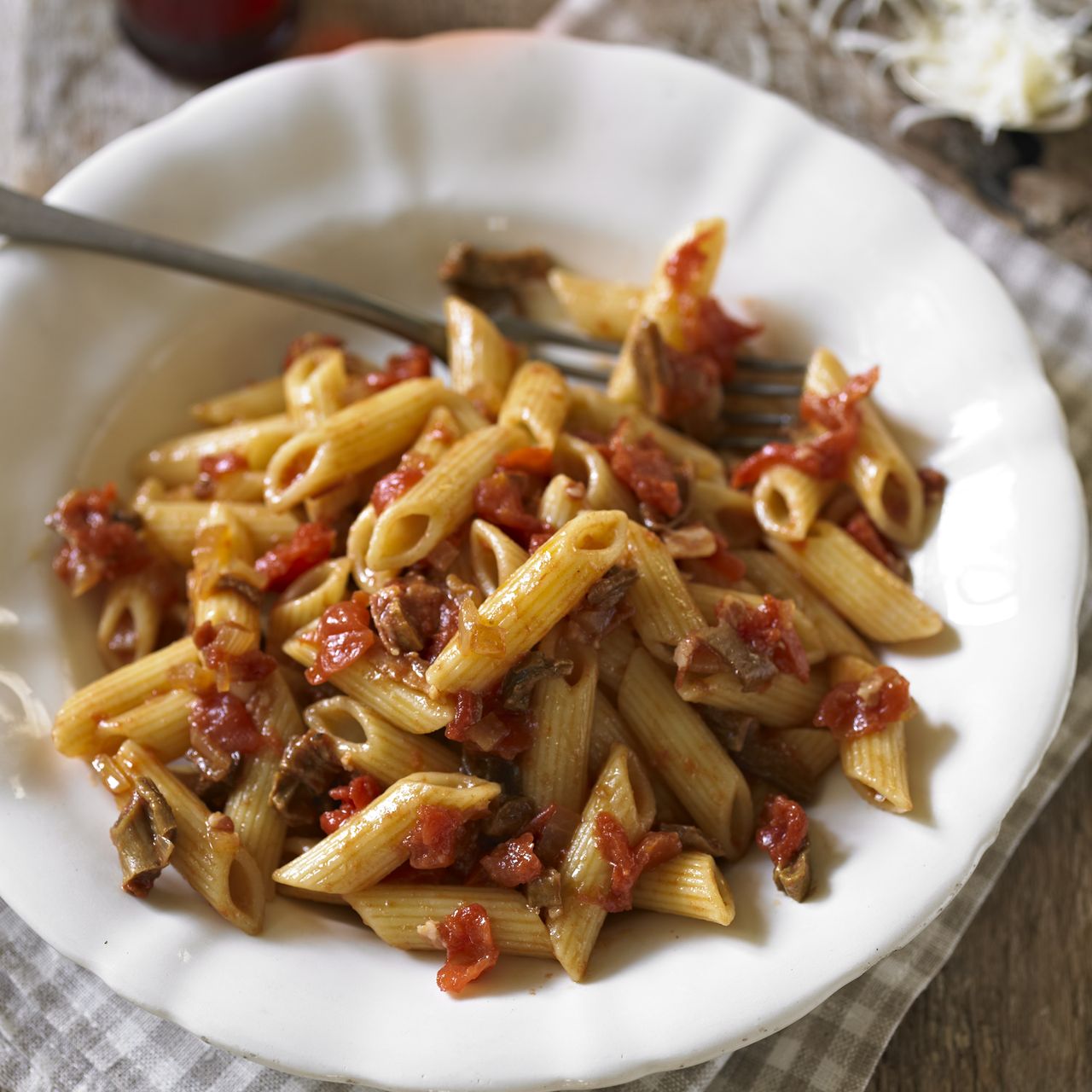 photo of Penne with Tomato &amp; Porcini Mushroom Sauce