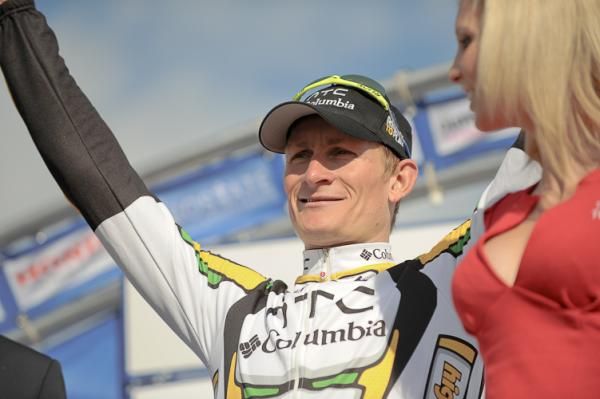 Stage winner Andre Greipel on the podium.