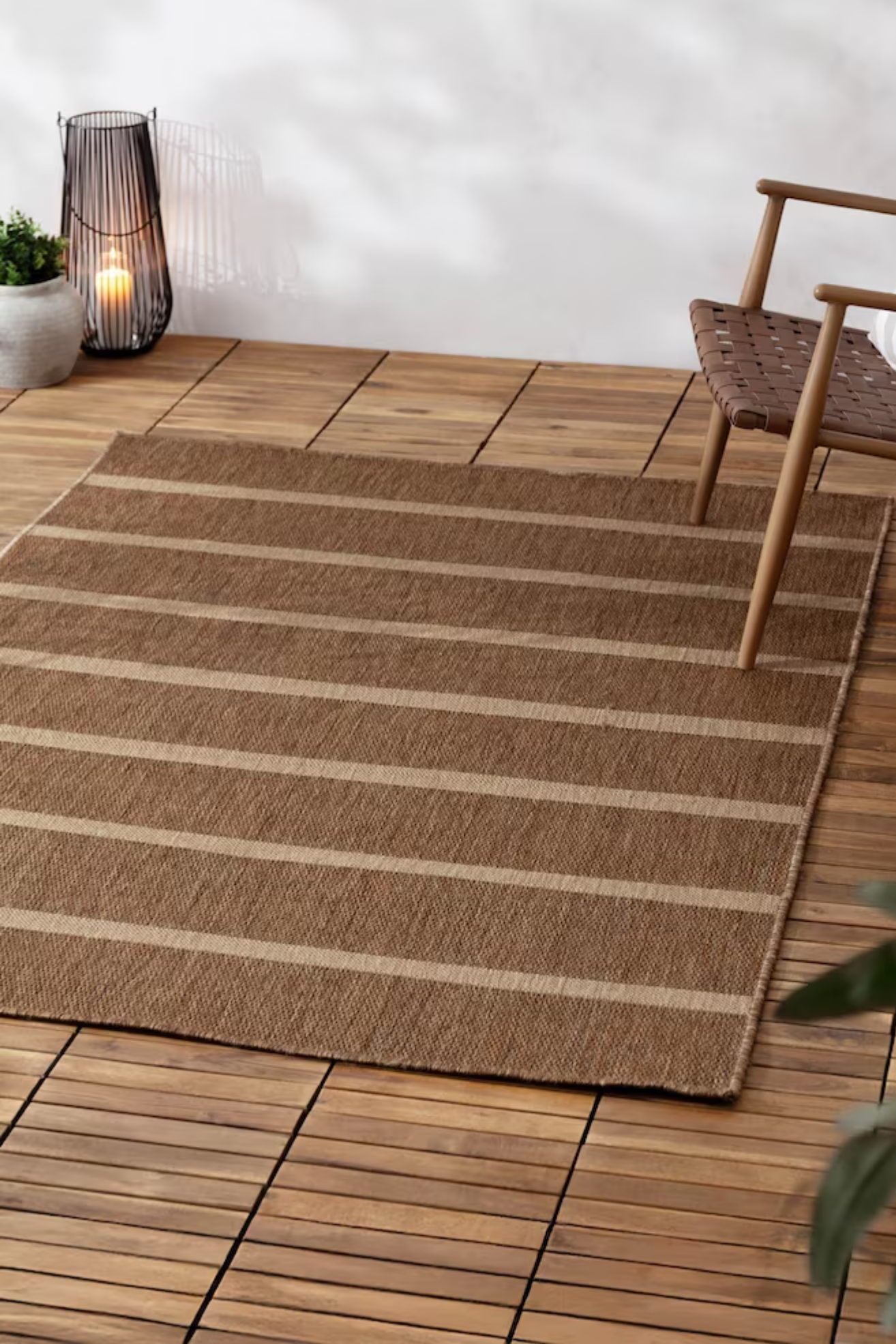 A striped jute rug