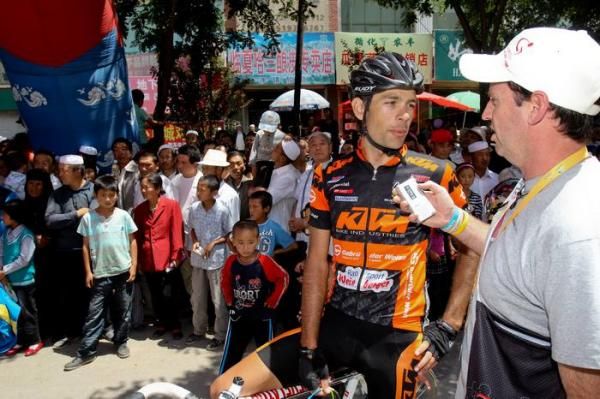 Gregor Gazvoda (KTM) being interviewed by Cycling News journo Shane Goss after his win.