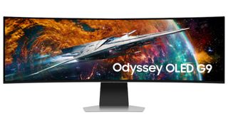 Curved Samsung Odyssey Monitor with white background
