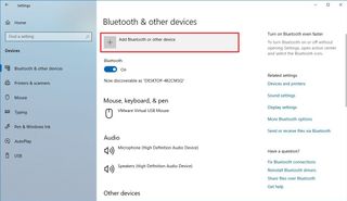 Bluetooth settings on Windows 10